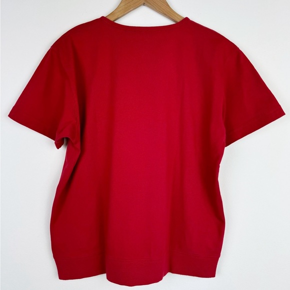 LizSport Vintage Red Embroidered Floral T-Shirt - Picture 6 of 7
